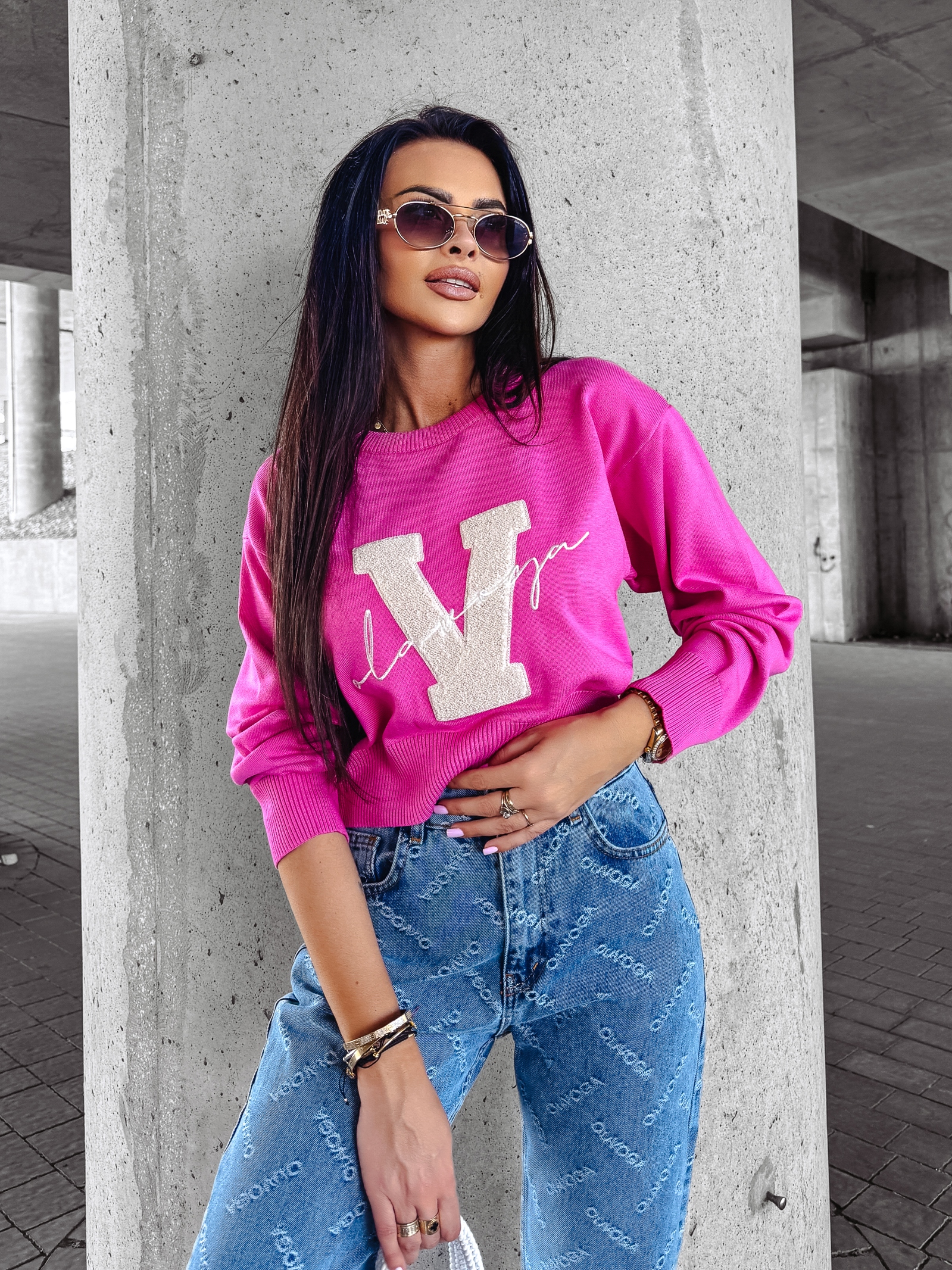 Sweter klasyczny VINDI OLAVOGA różowy Sweter klasyczny VINDI OLAVOGA różowy