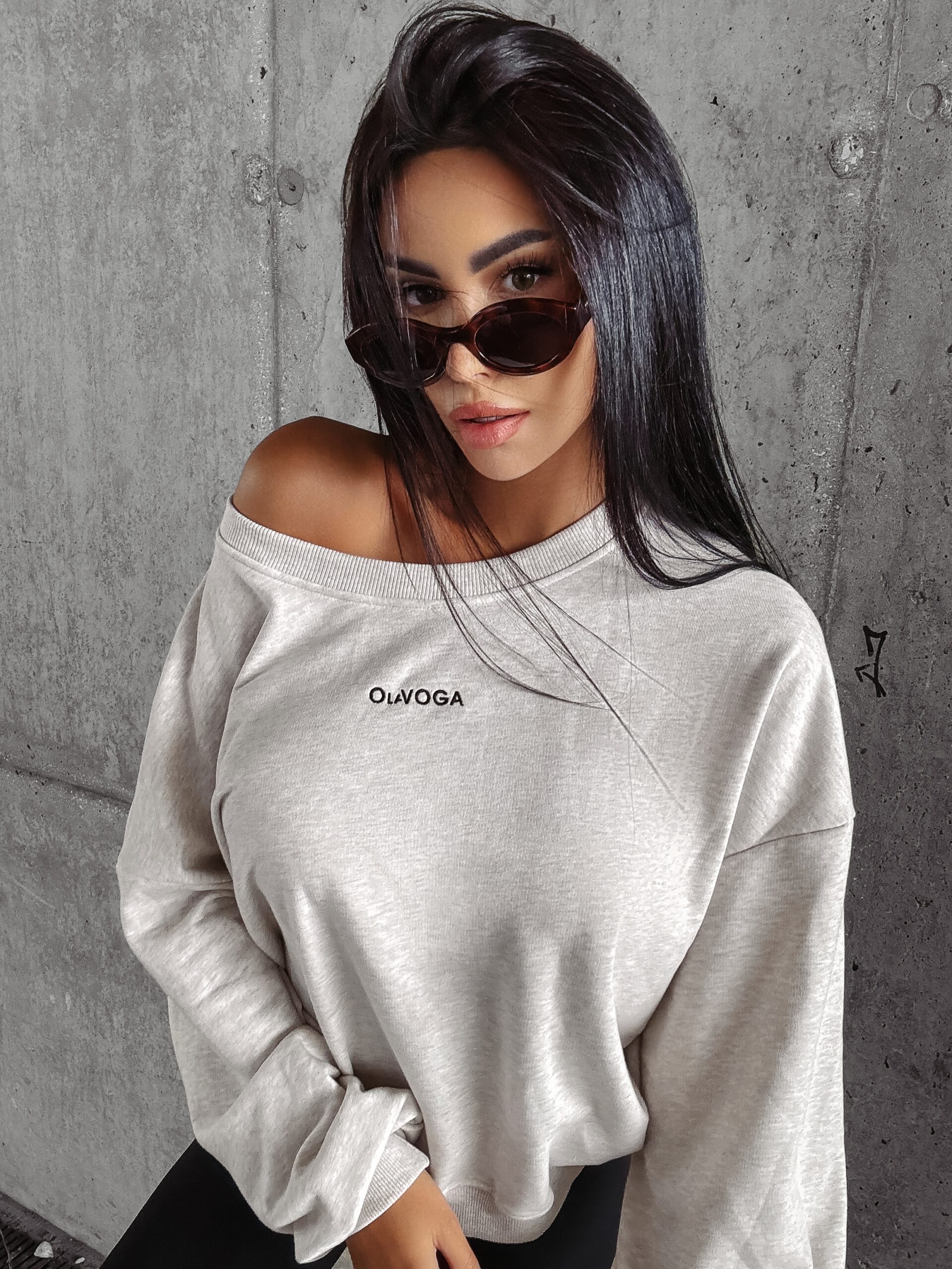 Bluza oversize DIORA OLAVOGA beżowy melanż