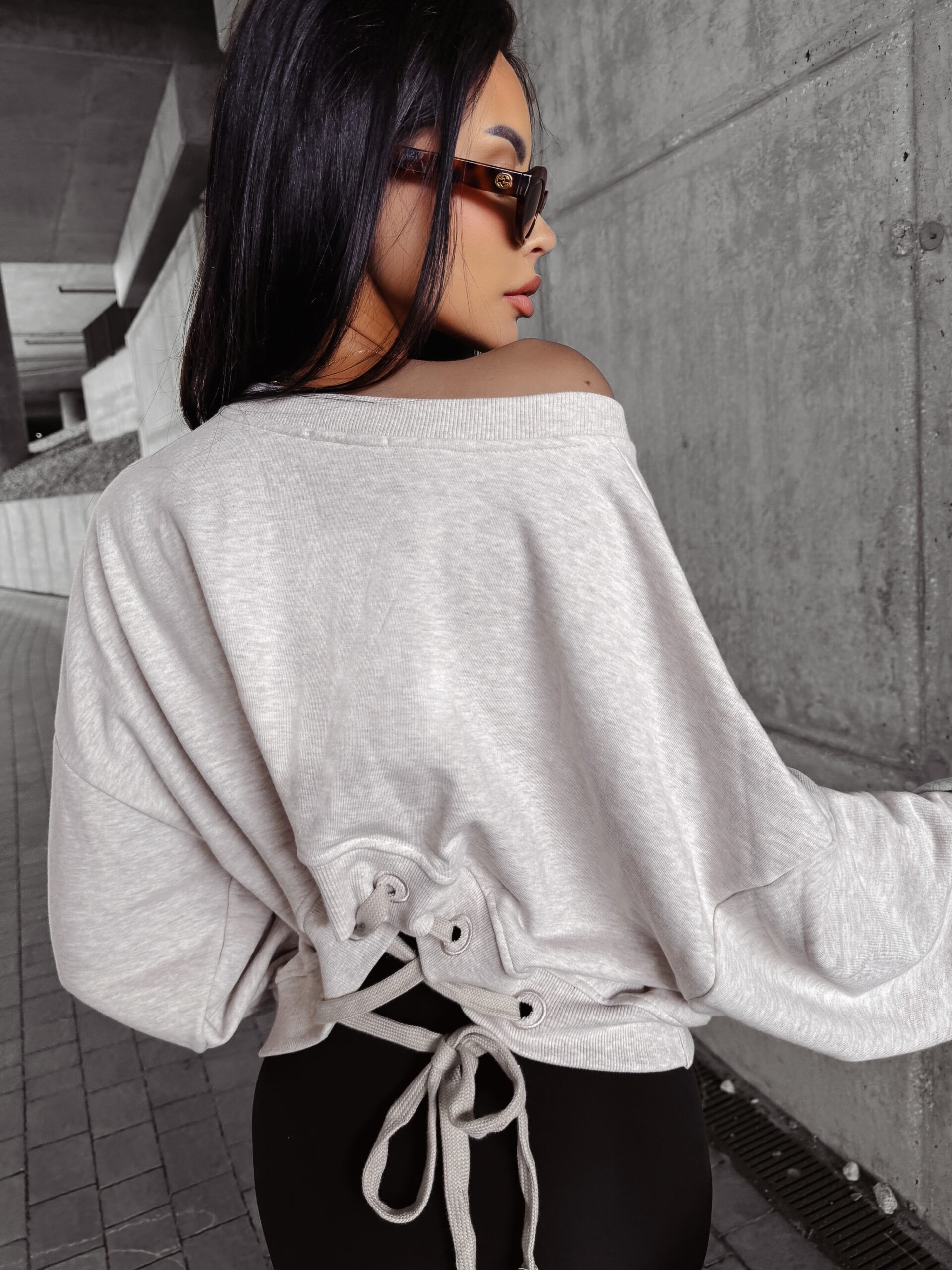 Bluza oversize DIORA OLAVOGA beżowy melanż