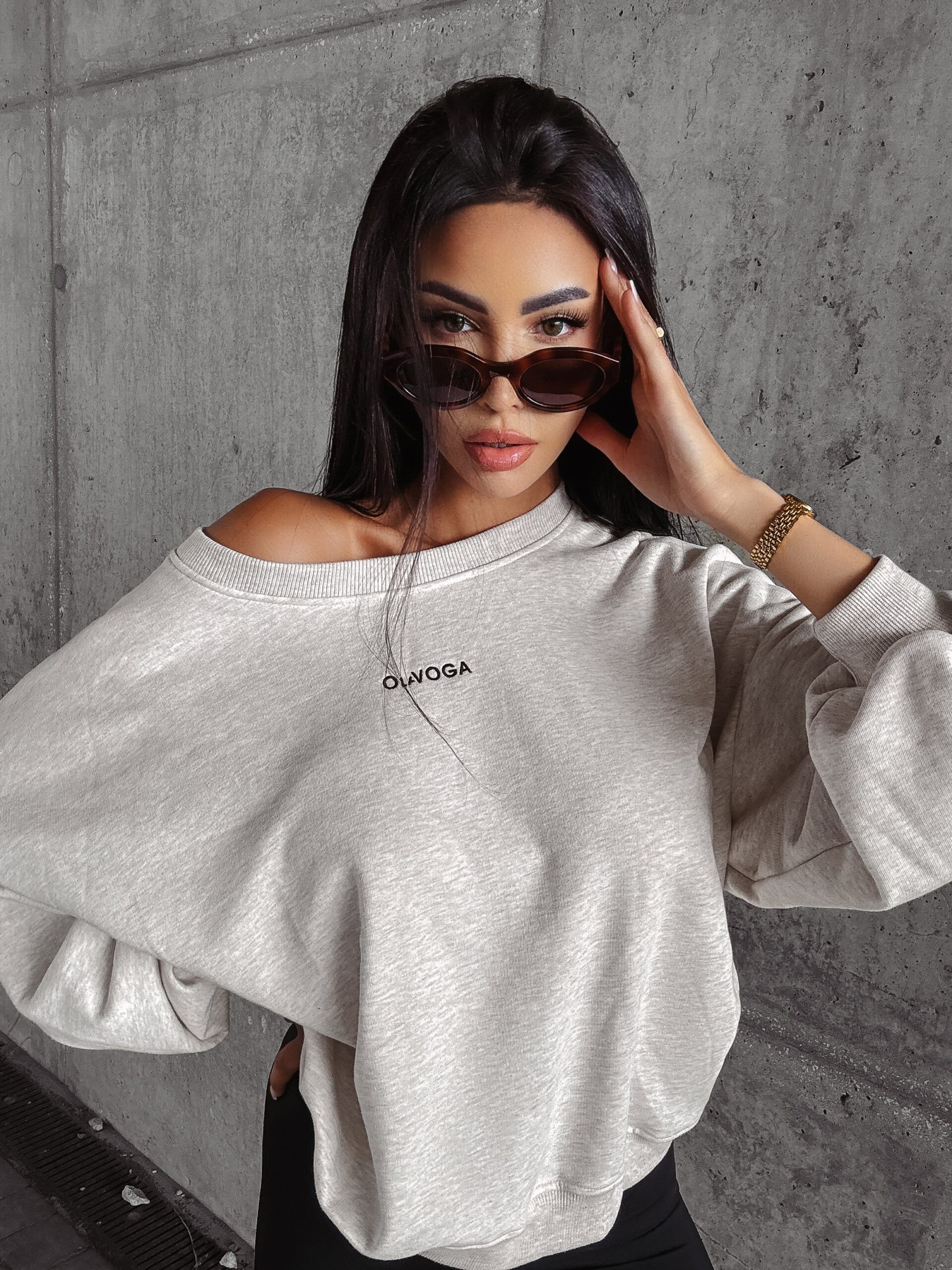 Bluza oversize DIORA OLAVOGA beżowy melanż