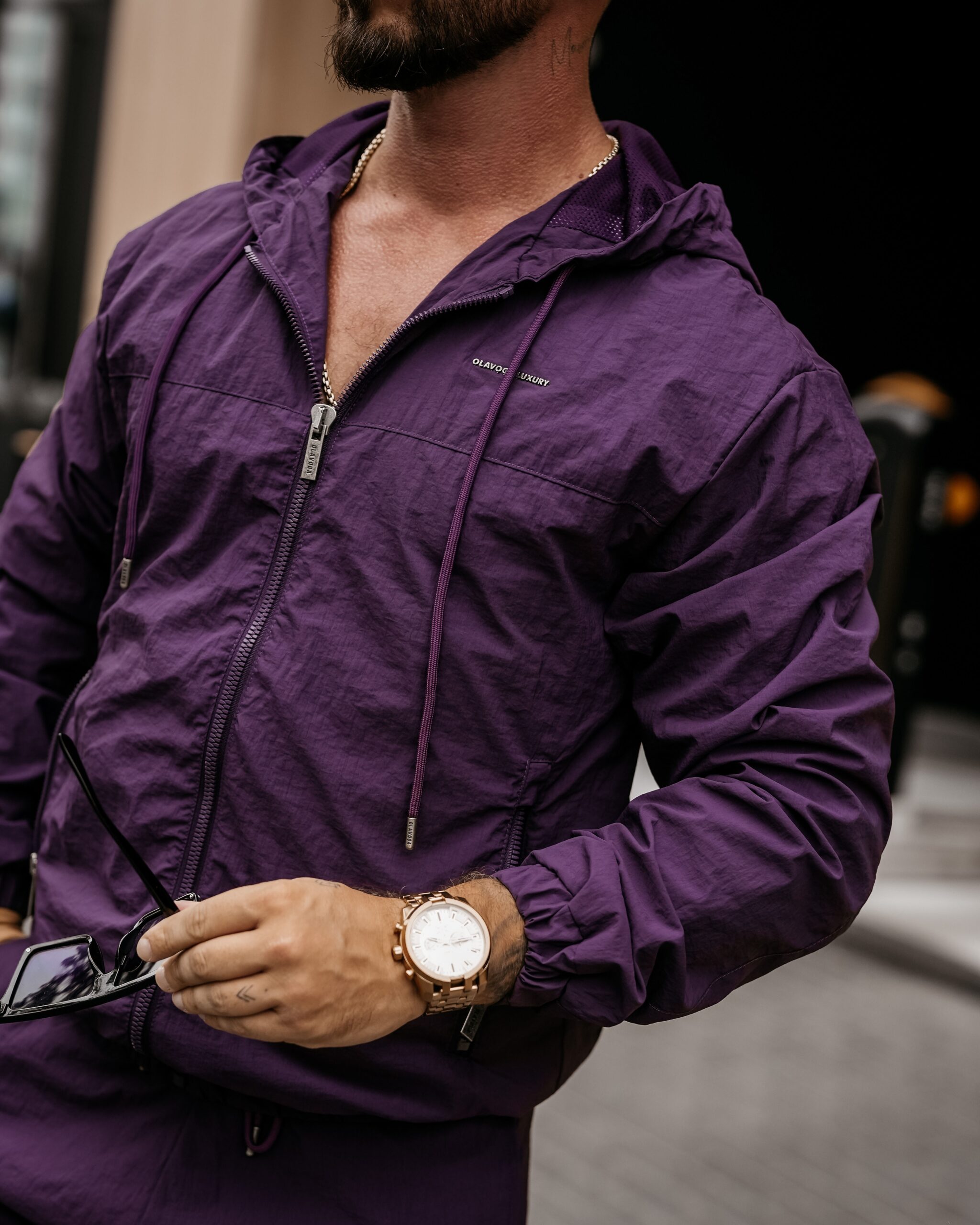 Kurtka męska przejściowa sportowa CRISP OLAVOGA śliwka