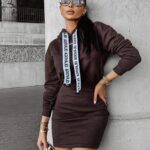 Sukienka sportowa z kapturem EVORA OLAVOGA brązowa