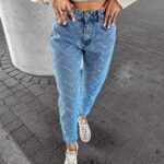 Spodnie mom jeans INTED OLAVOGA jasnoniebieskie