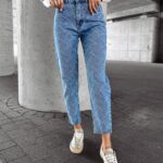 Spodnie mom jeans INTED OLAVOGA jasnoniebieskie