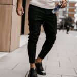 Spodnie eleganckie męskie VESPER OLAVOGA czarne