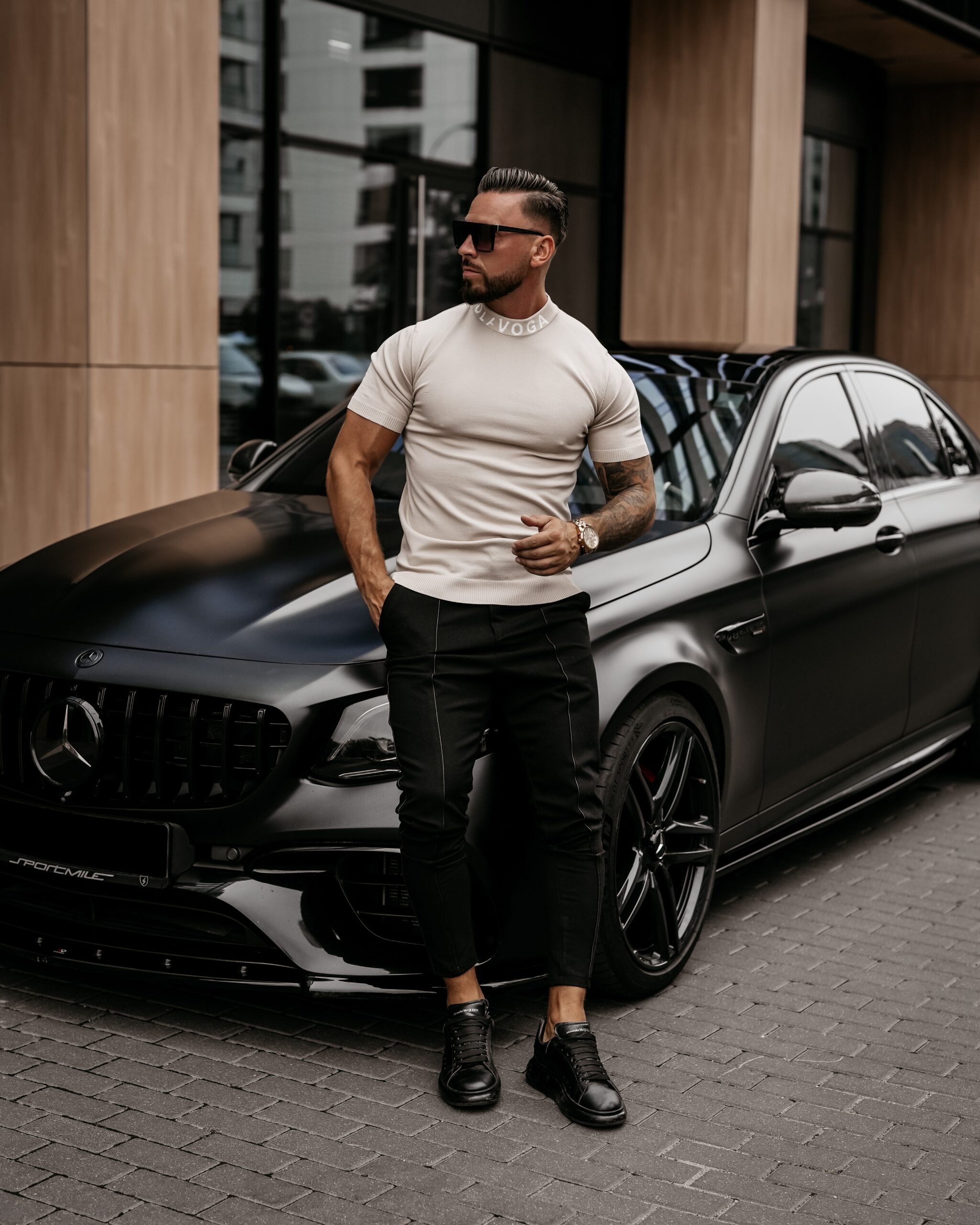 Spodnie eleganckie męskie VESPER OLAVOGA czarne