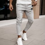 Spodnie eleganckie męskie VESPER OLAVOGA szare