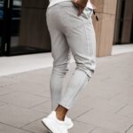 Spodnie eleganckie męskie VESPER OLAVOGA szare