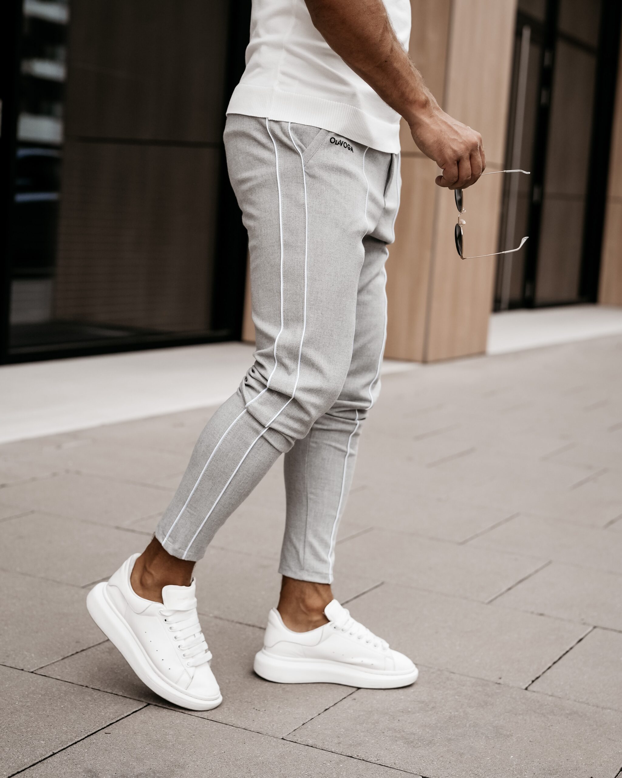 Spodnie eleganckie męskie VESPER OLAVOGA szare