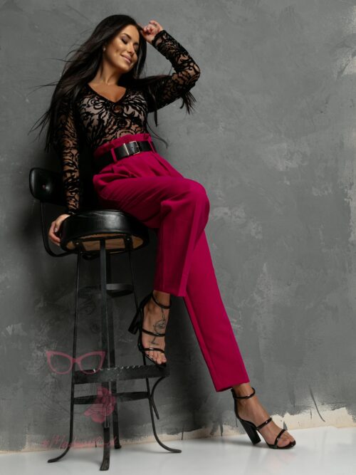 Spodnie eleganckie z paskiem Gobfo II amarant