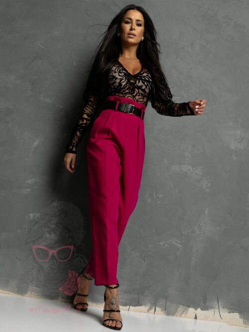 Spodnie eleganckie z paskiem Gobfo II amarant