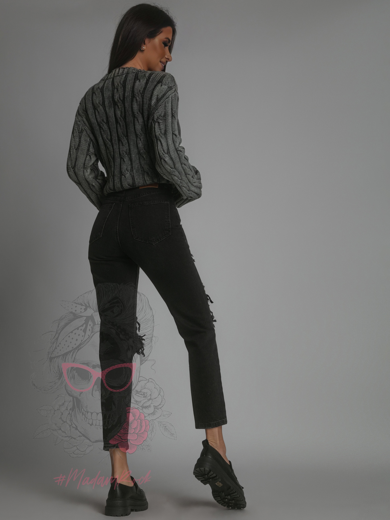 Sweterek z efektem sprania Mobs szary Sweterek z efektem sprania Mobs szary