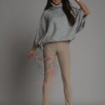 Sweter ponczo z golfem Pers szary