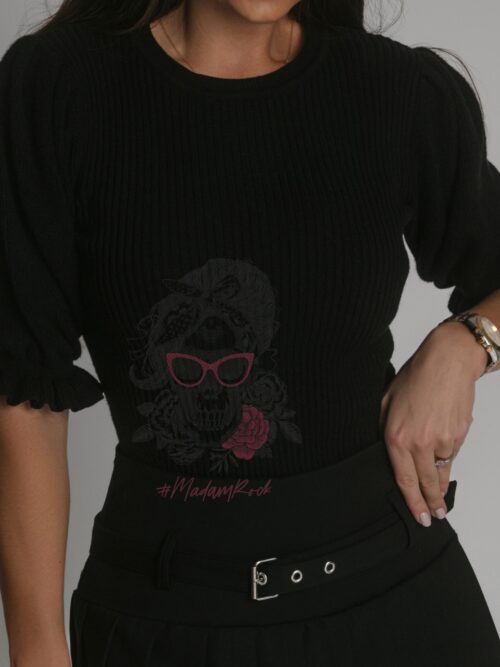 Sweterek z falbanką Dolli czarny