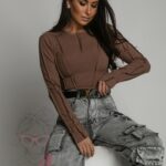 Bluzka prążkowana Missius mocca