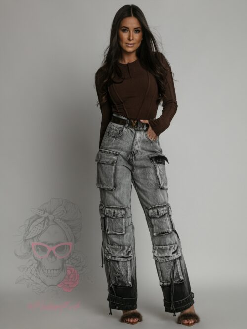 Bluzka prążkowana Missius brązowa