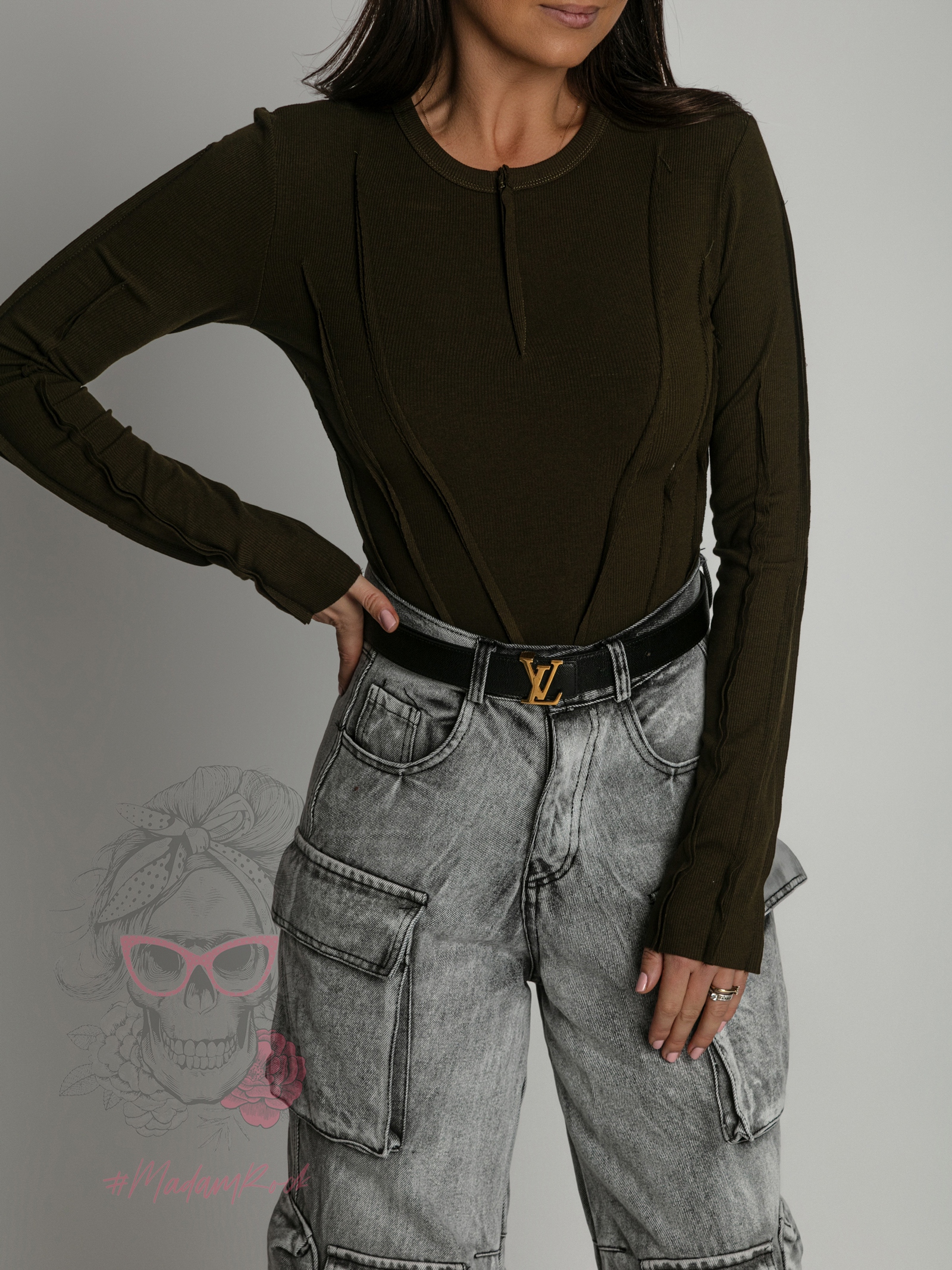 Bluzka prążkowana Missius khaki