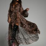 Sukienka szyfonowa NB Centavos w panterkę