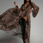 Sukienka szyfonowa NB Centavos w panterkę