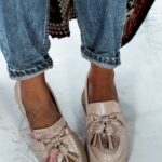 Mokasyny z frędzlami Madam Roed beżowe