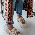 Mokasyny z frędzlami Madam Roed beżowe