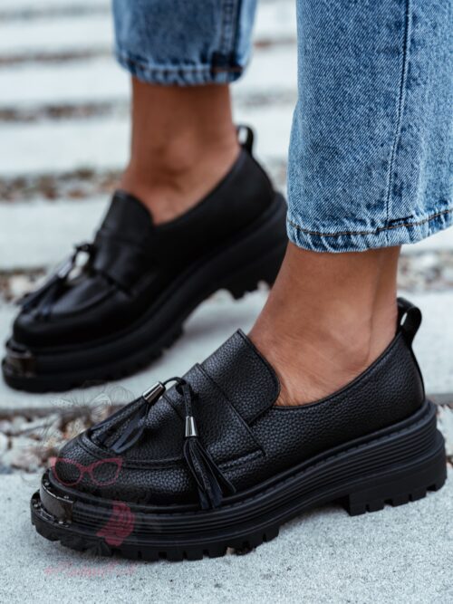 Mokasyny skórzane Rock Opori czarne