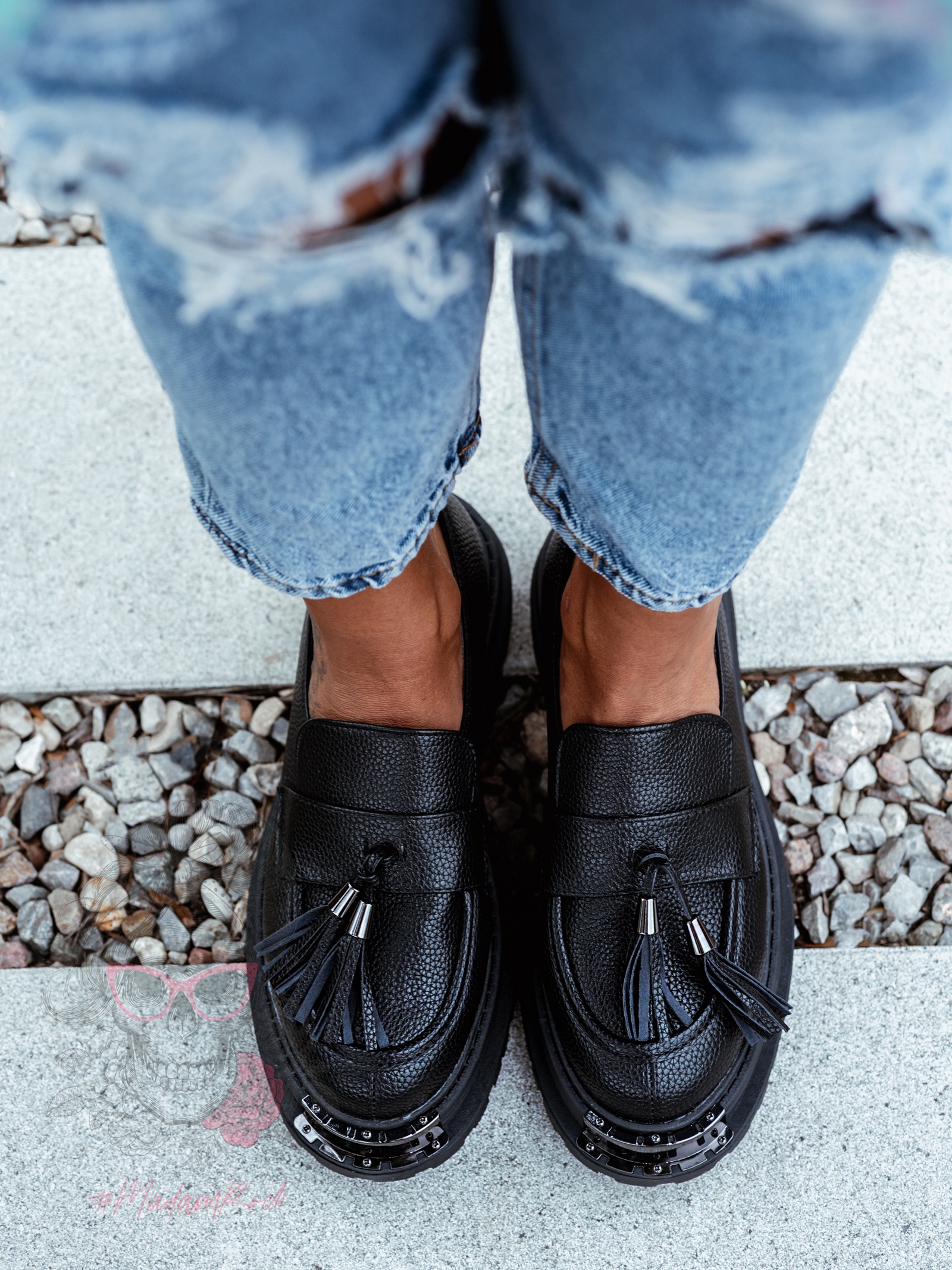 Mokasyny skórzane Rock Opori czarne