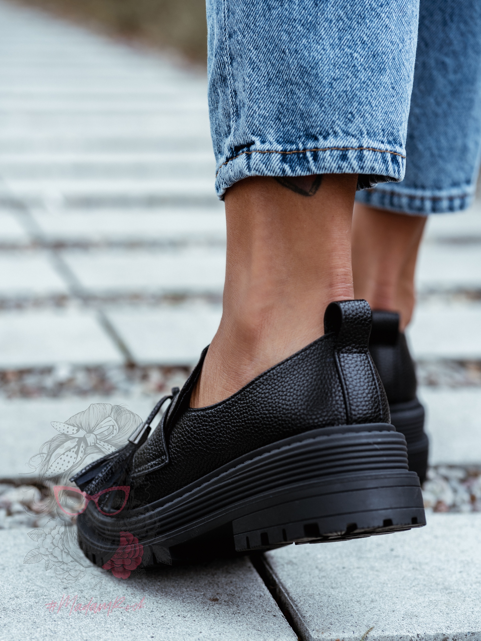 Mokasyny skórzane Rock Opori czarne