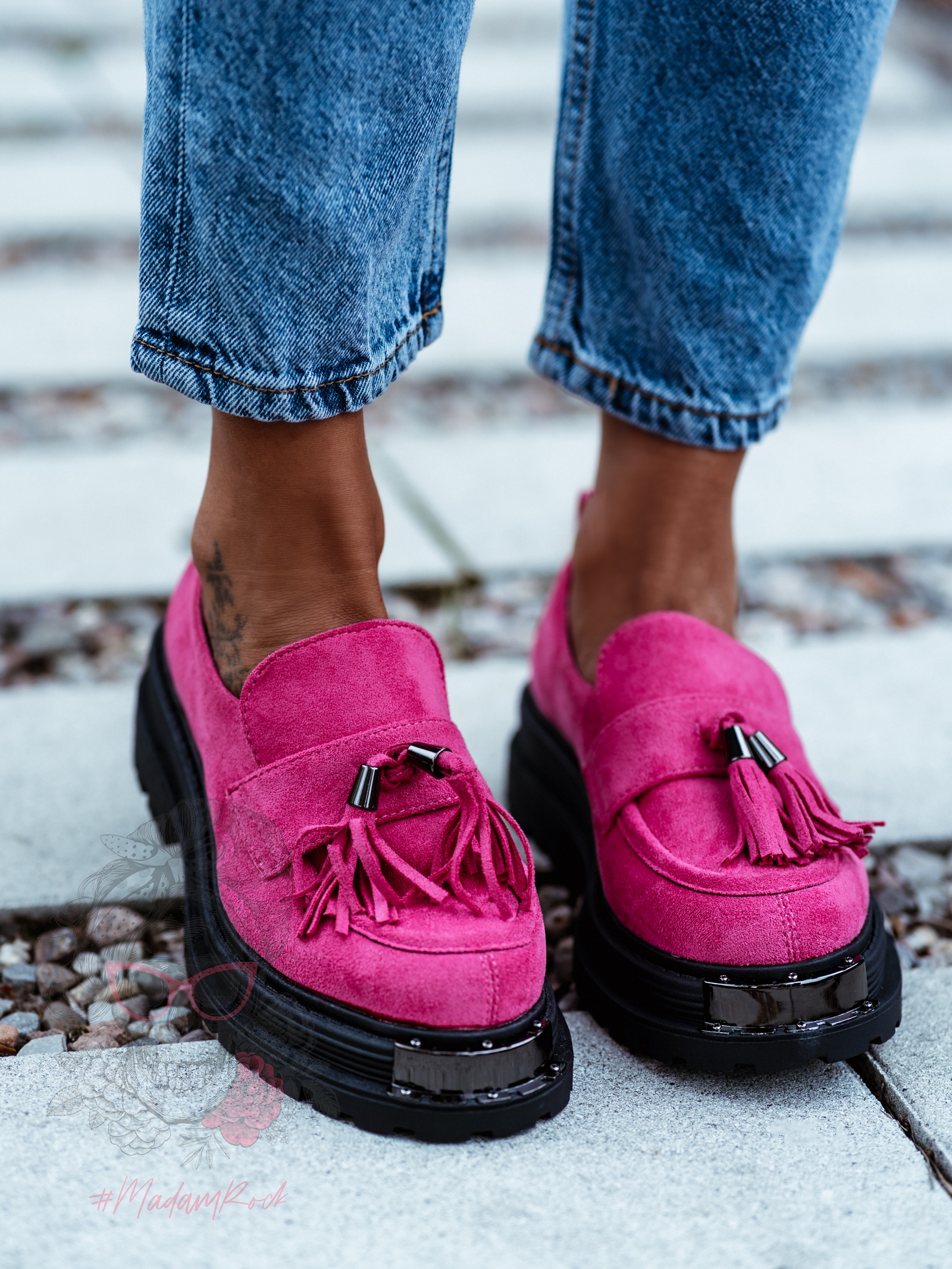 Mokasyny zamszowe Rock Opori fuksja