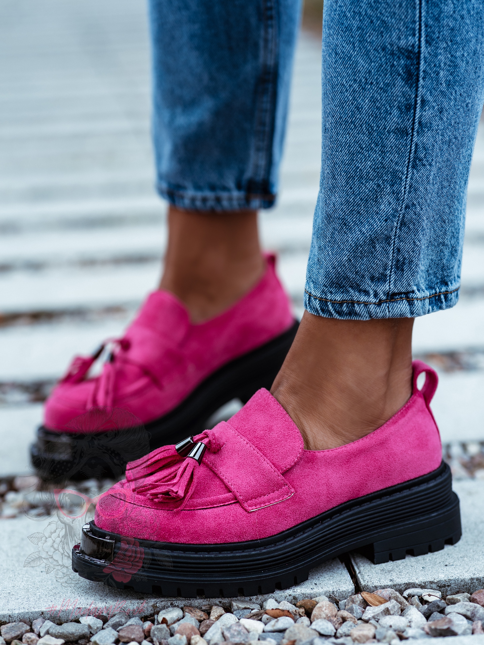 Mokasyny zamszowe Rock Opori fuksja