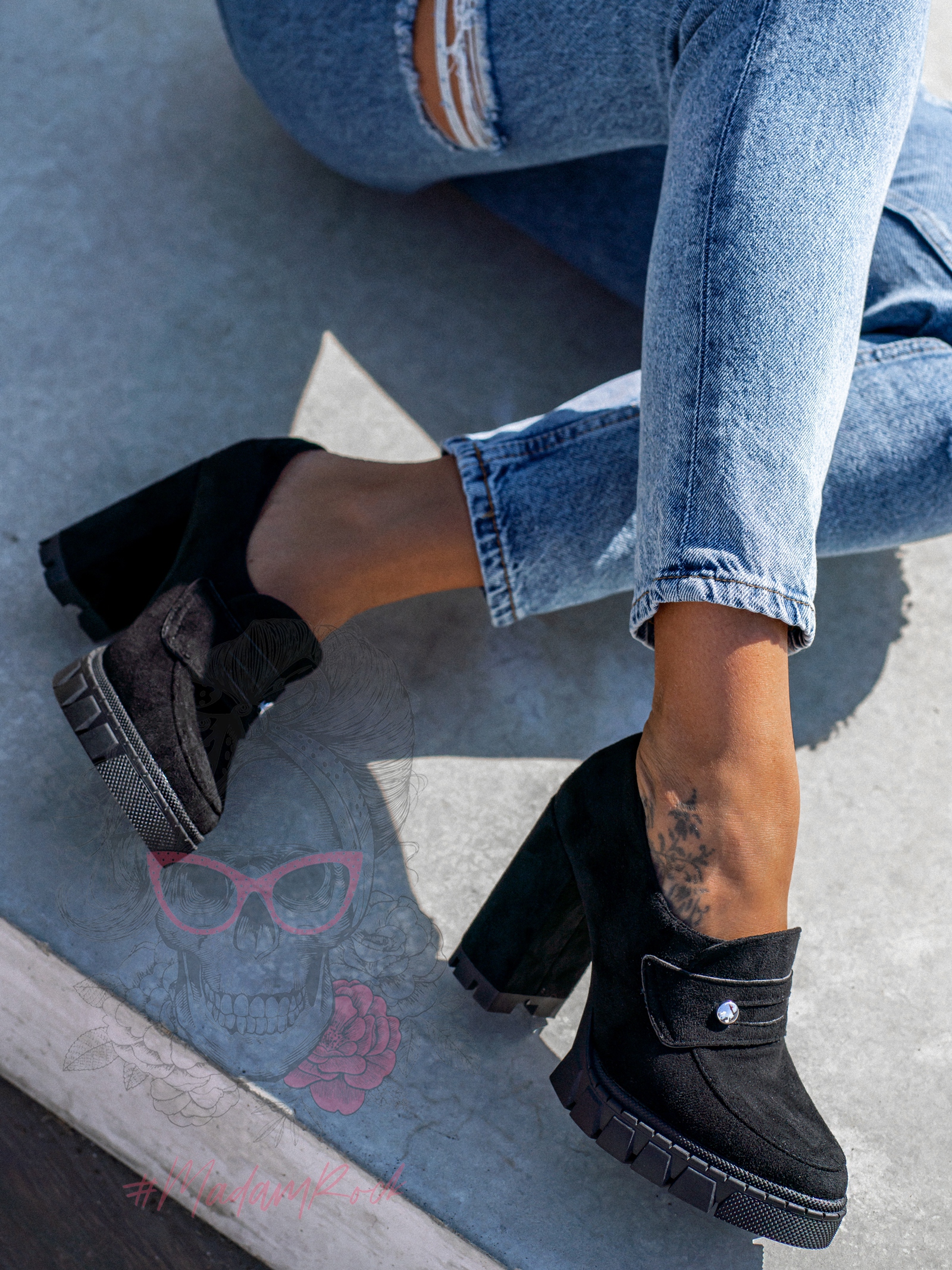 Mokasyny na słupku Madam Mollo czarne Mokasyny na słupku Madam Mollo czarne