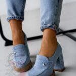 Mokasyny na słupku Madam Mollo II jeansowe