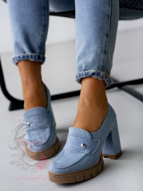Mokasyny na słupku Madam Mollo II jeansowe