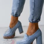 Mokasyny na słupku Madam Mollo II jeansowe