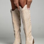 Kozaki skórzane Madam Balcer beżowe