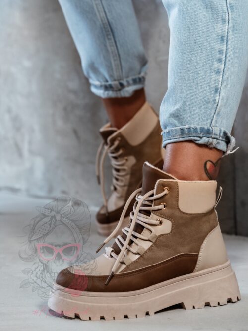 Botki trapery Madam Plum beżowe