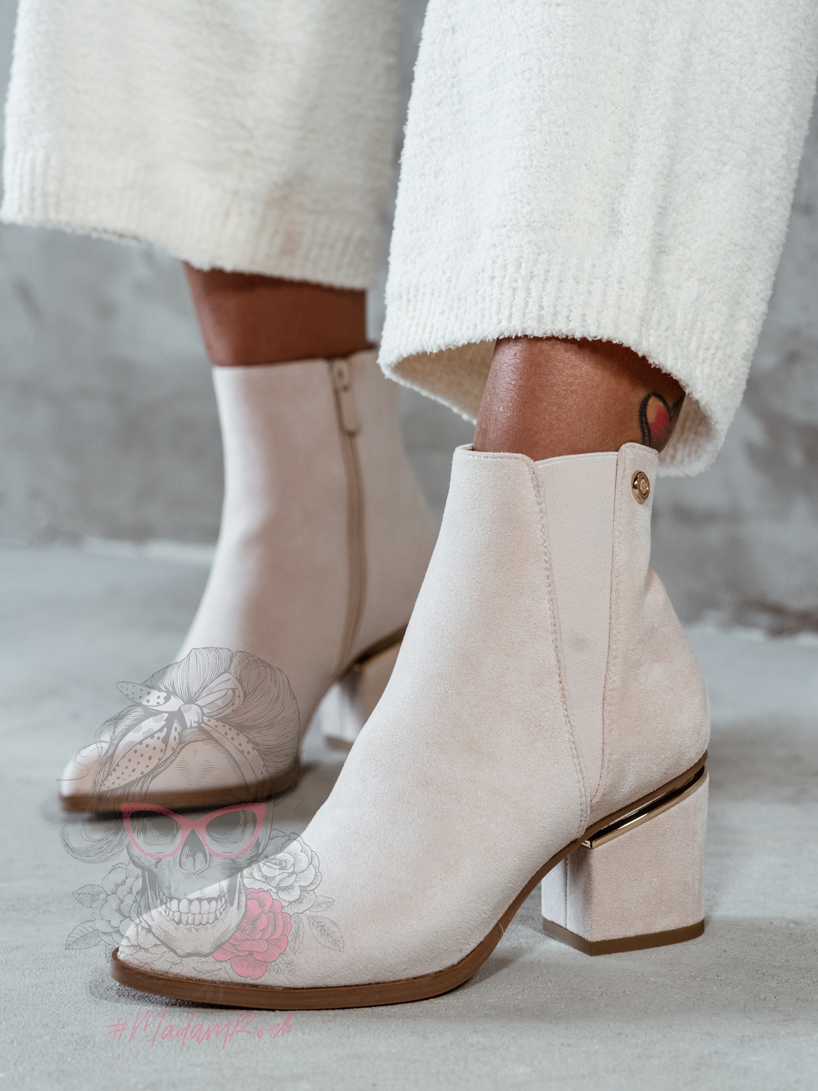 Botki zamszowe Madam Eluo beżowe