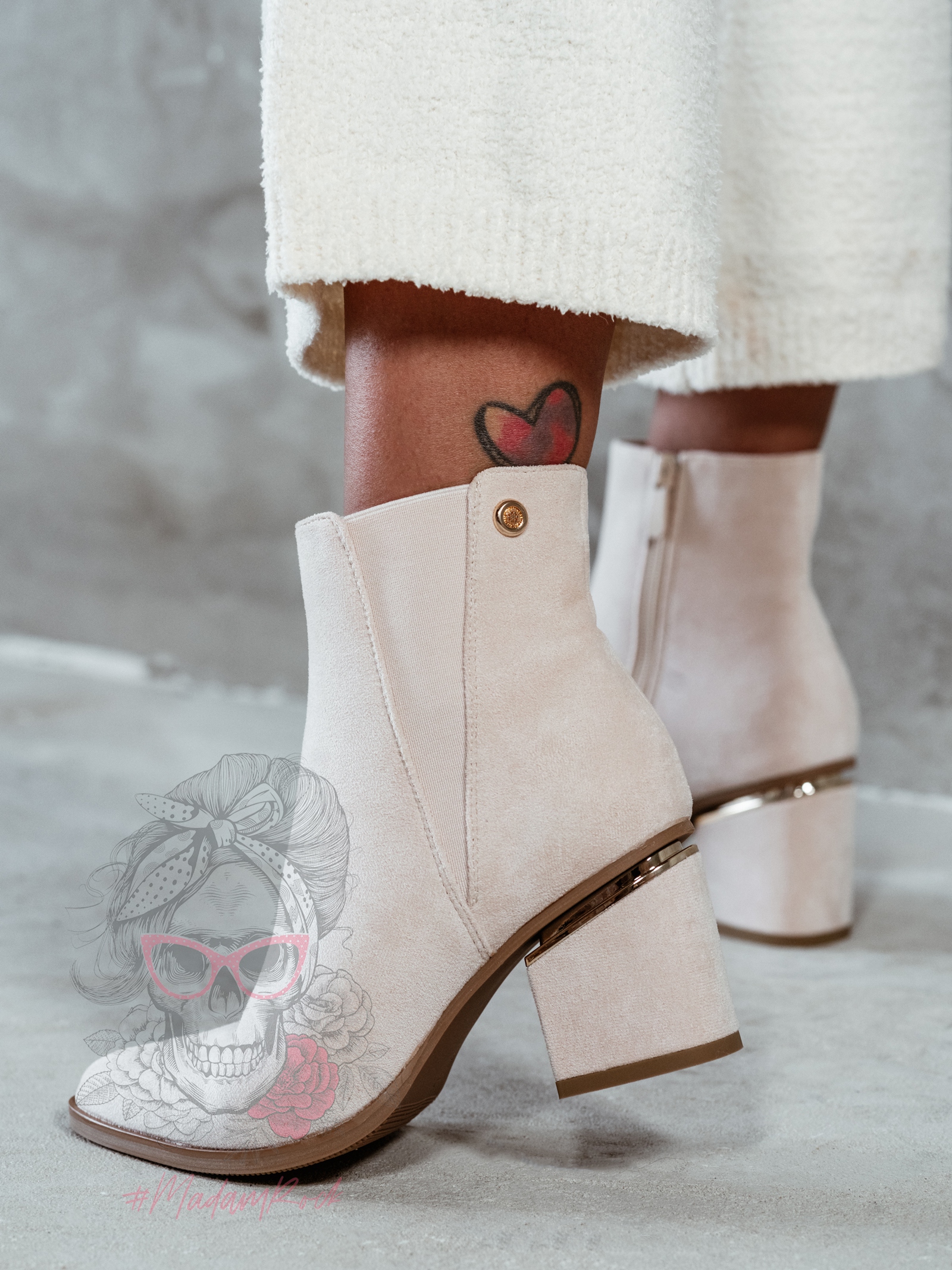 Botki zamszowe Madam Eluo beżowe