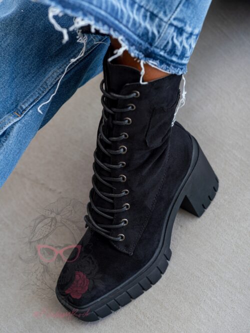 Botki na klocku Rock Geter czarne