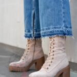 Botki na klocku Rock Geter beżowe