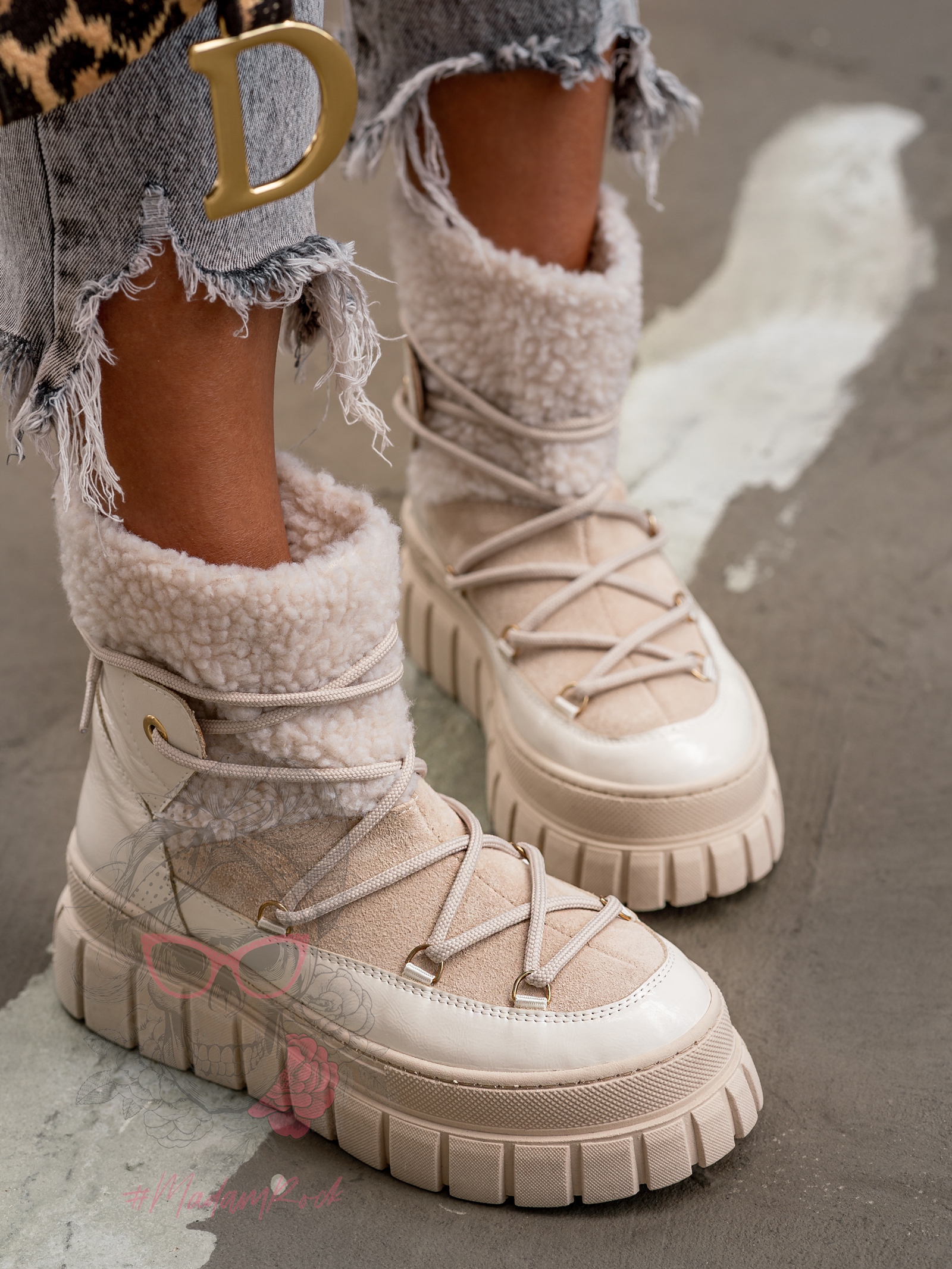 Botki z kożuszkiem Madam ItaLapi beżowe Botki z kożuszkiem Madam ItaLapi beżowe