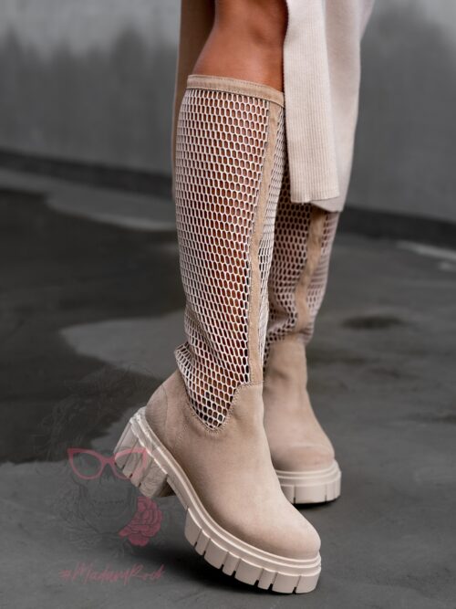 Kozaki oficerki kabaretki Rock Autoriz beżowe