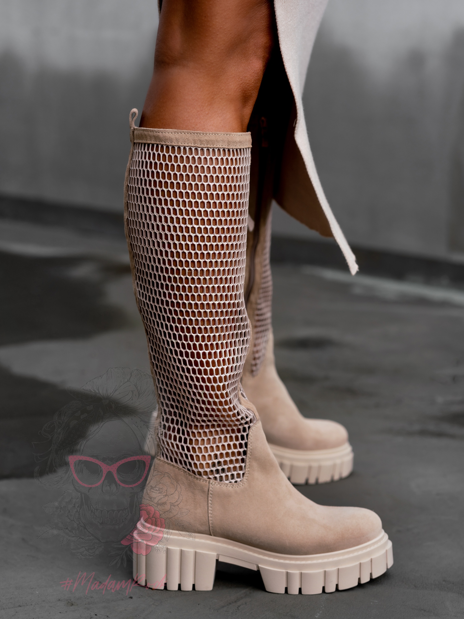 Kozaki oficerki kabaretki Rock Autoriz beżowe Kozaki oficerki kabaretki Rock Autoriz beżowe