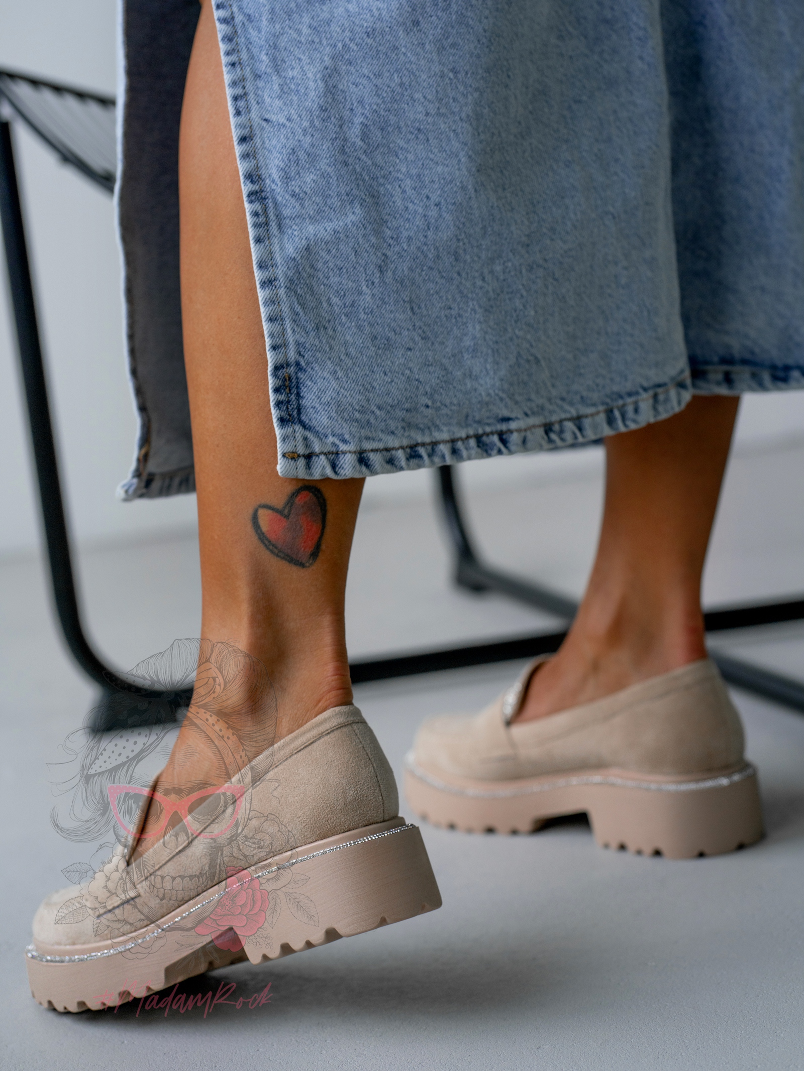 Mokasyny z cyrkoniami Madam Olio beżowe Mokasyny z cyrkoniami Madam Olio beżowe