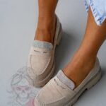 Mokasyny z cyrkoniami Madam Olio beżowe