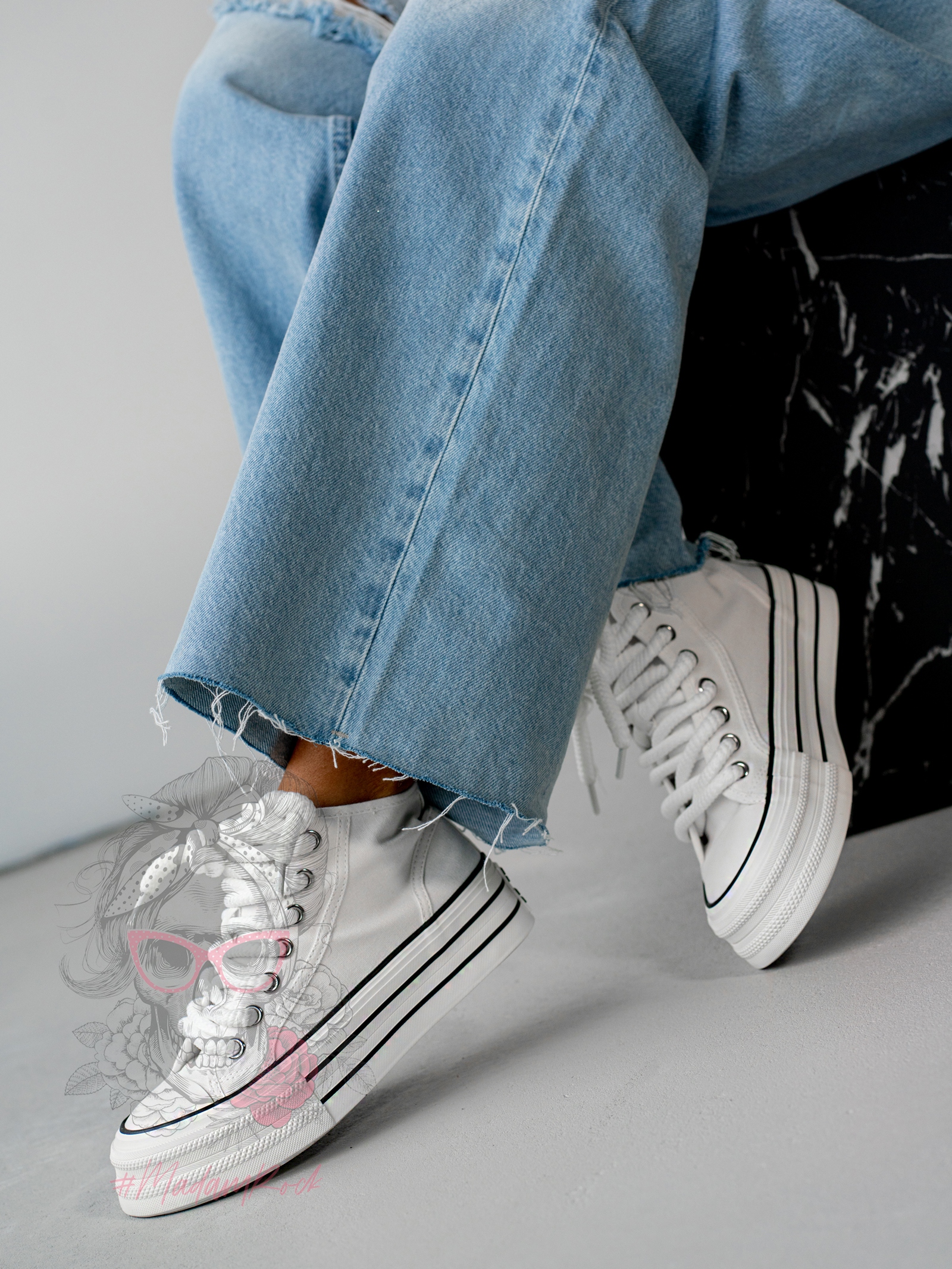 Trampki na platformie Rock Opam białe