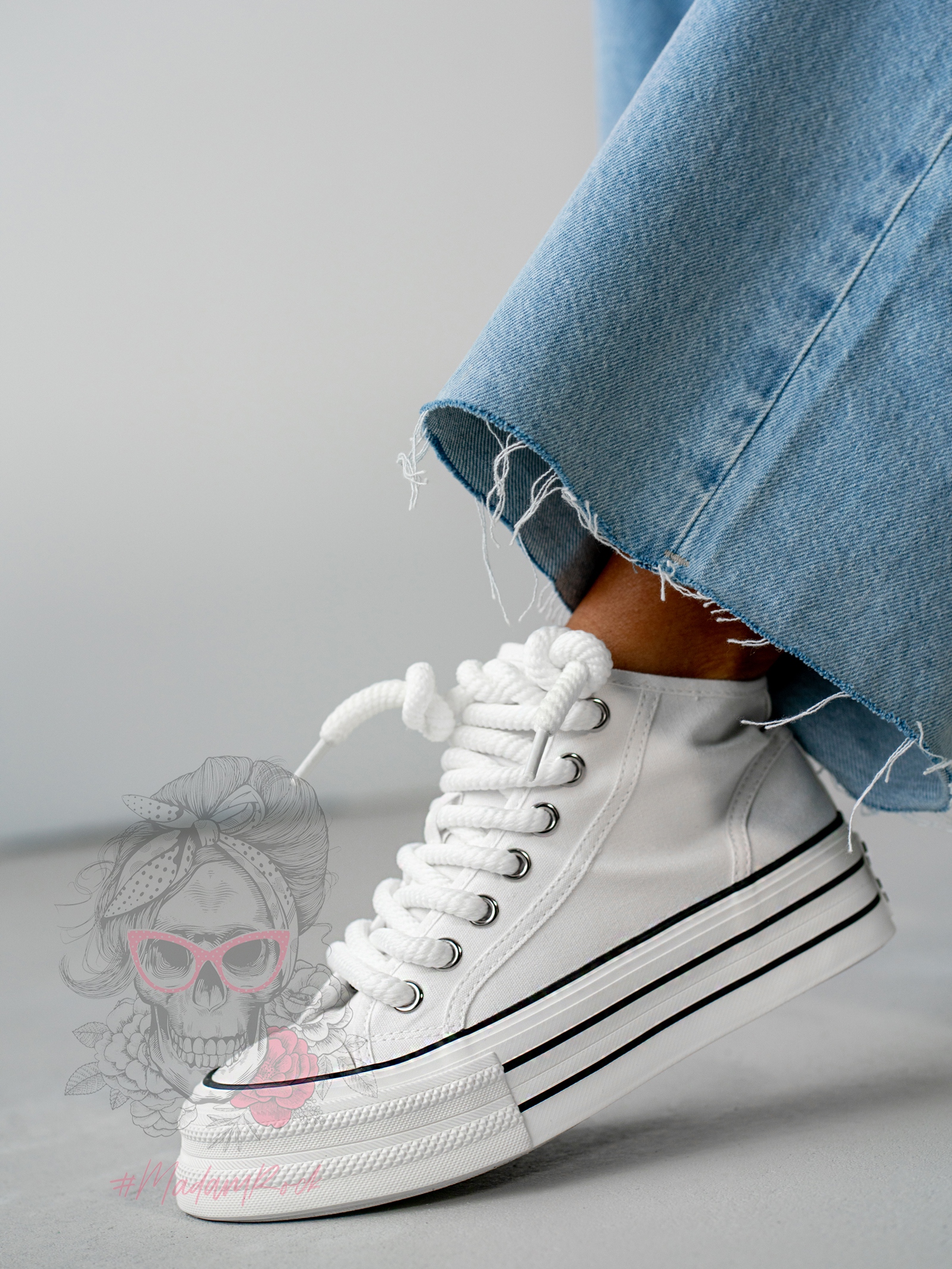 Trampki na platformie Rock Opam białe