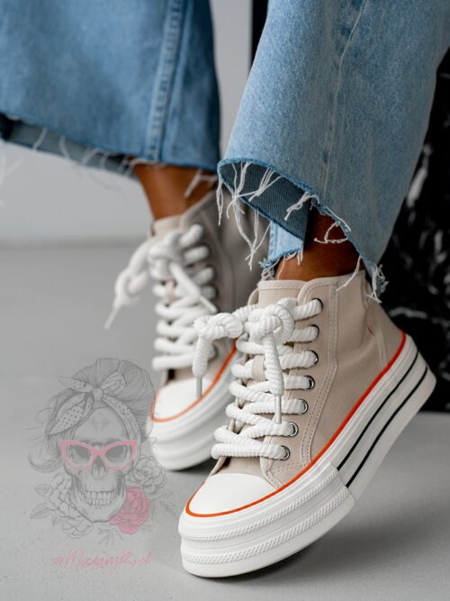 Trampki na platformie Rock Opam beżowe