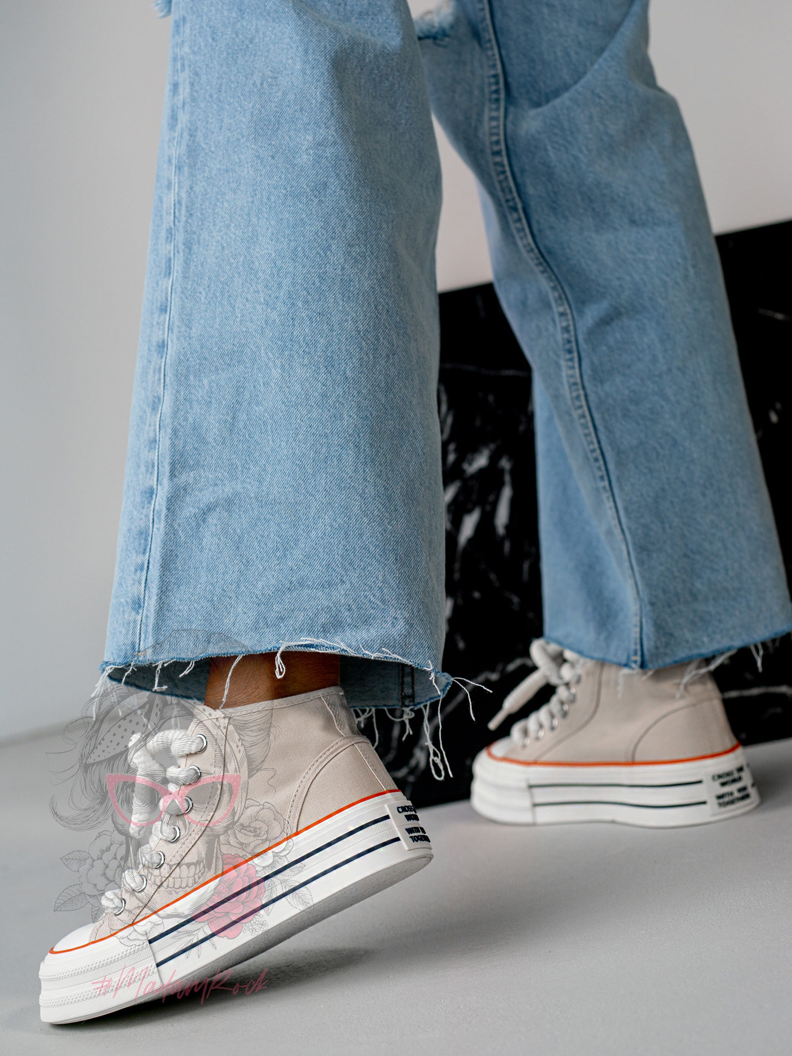 Trampki na platformie Rock Opam beżowe