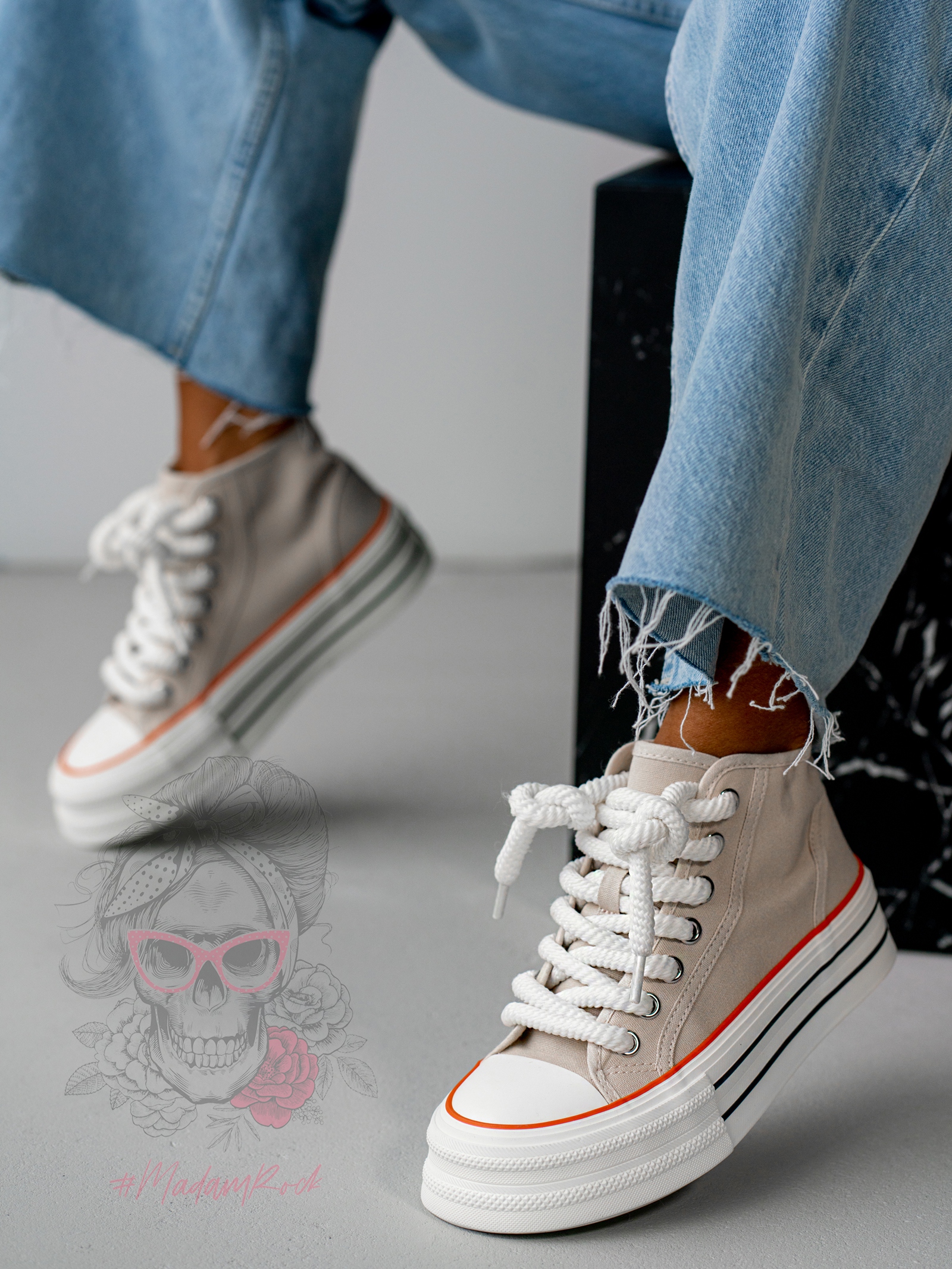 Trampki na platformie Rock Opam beżowe